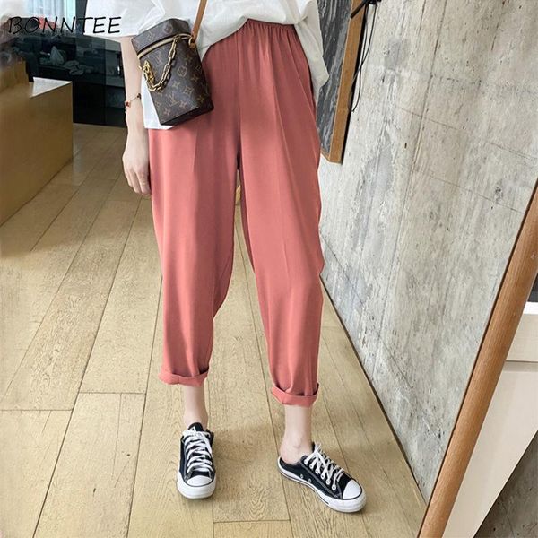 

women's pants & capris fashion women summer simple high waist pure color all-match large size korean style streetwear female leisure tr, Black;white