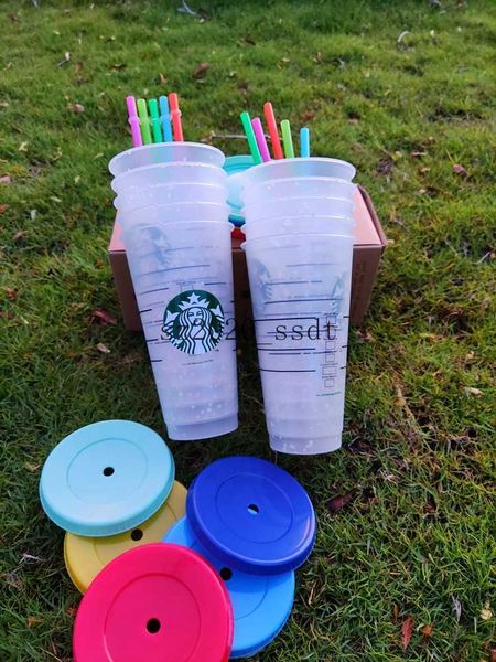 

starbucks 24oz/710ml snowflake discoloration reusable cold drink cupvp5k