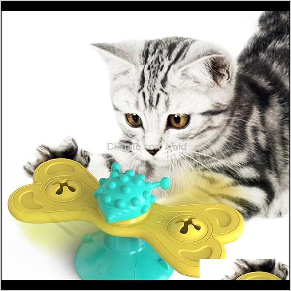 Haustierbedarf Hausgarten Drop Lieferung 2021 Windmühle für Katzen Puzzle Whirling Spielspiel Katze Plattenspieler Teasing Interaktives Spielzeug mit Mas Scr