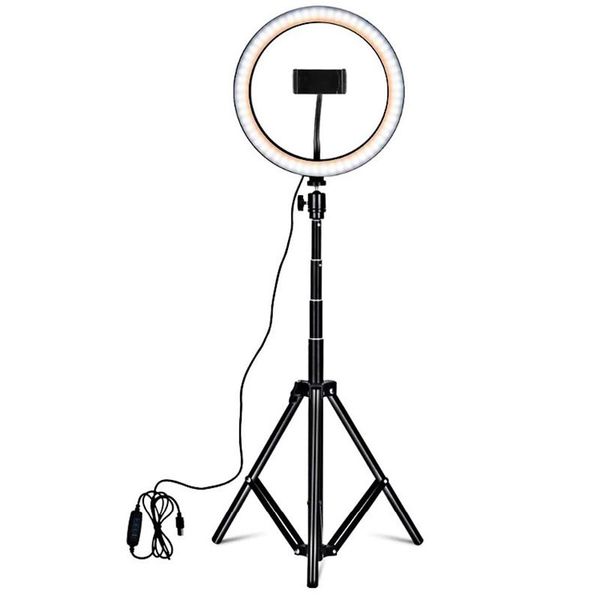 

ring light with 1.6m tripod holder and bluetooth remote 10 inch led lighting mobile phone fill flash heads