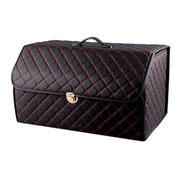 

car organizer universal storage bag pu leather trunk box for suv folding stowing tidying