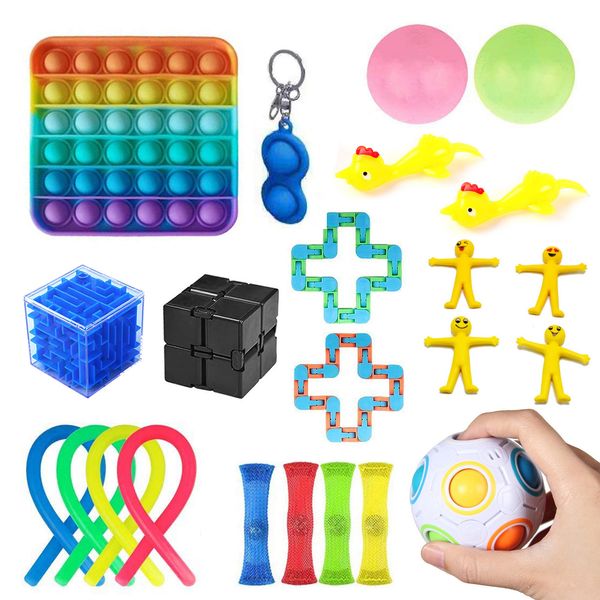 

fidget toys 22pcs pack sensory toy set antistress relief autism anxiety anti stress bubble for kids adults