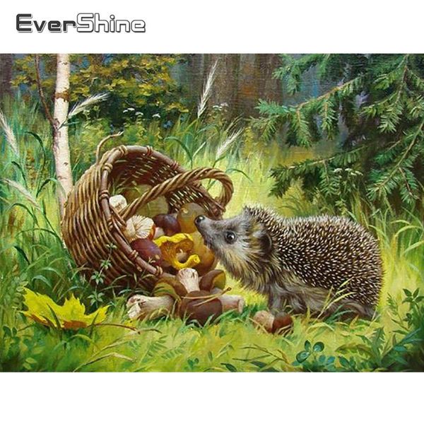 

diamond painting evershine diy full square animals cross stitch embroidery hedgehog bead picture kits wall decor