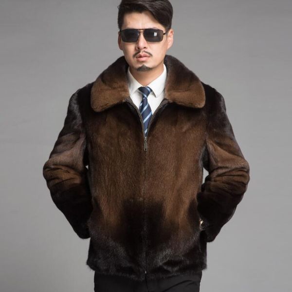 

men's fur & faux short mink leather jacket mens brown winter thicken warm coat men slim jackets jaqueta de couro fashion, Black