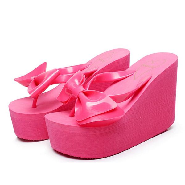 

nice fashion women shoes with sandals bow slippers summer beach platform flip flops sandalias mujer s165, Black