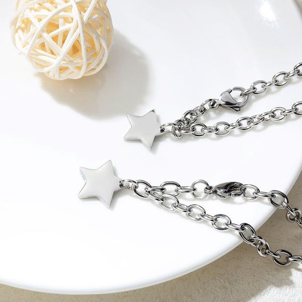 

bangle v-406 titanium steel men and women couple bracelets five-pointed star fine o-chain can be personalized diy lettering, Black