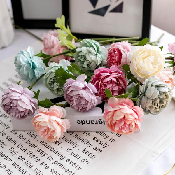 

29cm artificial peony flower bouquet for home wedding birthday party decoration fake flowers diy arrangement accessories decorative & wreath