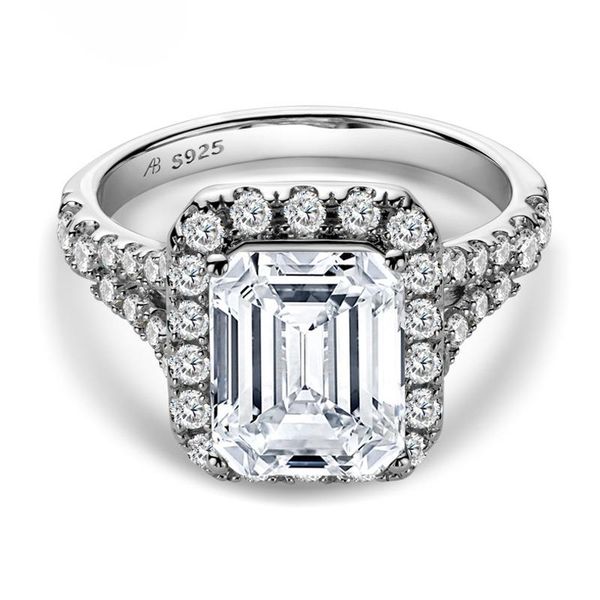 

trendy 100% 925 sterling silver cut 3 s moissanite wedding rings for women pass diamond test party jewelry fine cluster, Golden;silver