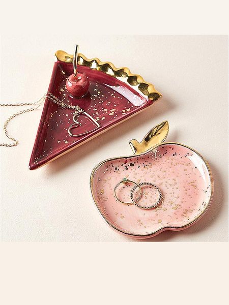 

kitchen storage & organization nordic ceramic ewelry plate watermelon apple shape creative decoration ornament tray necklace ring plates fru