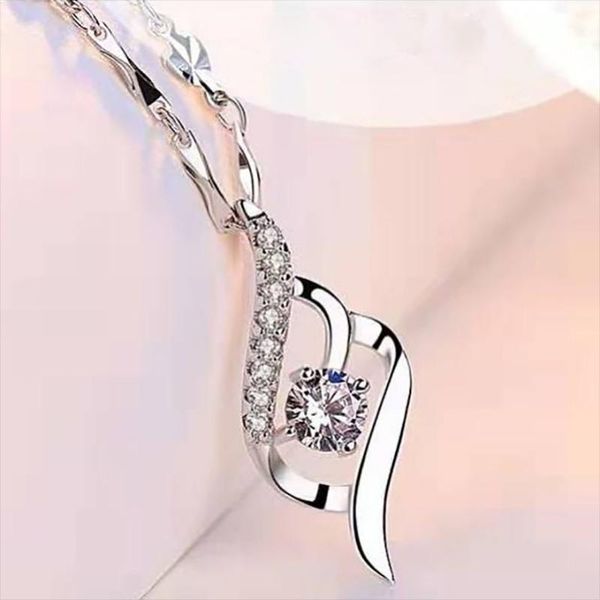 

fashion silver color inlaid white round zircon crystal geometric pendant necklace for girl women party wedding jewelry necklaces