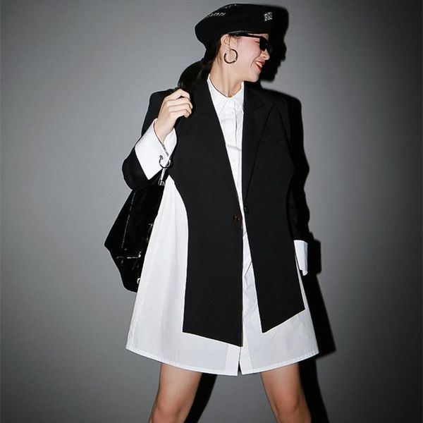 

women's suits & blazers 2021 autumn design small crowd cross waist two wear open back suit coat fried street women, White;black