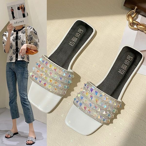 

slippers beach for women shoe heel home woman summer shoes ladies crystal designer trend slides 2jol, Black