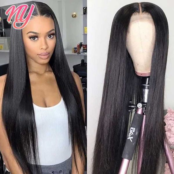 

lace wigs straight closure wig pre plucked peruvian human hair for women 180 density 4x4 thick soft remy, Black;brown