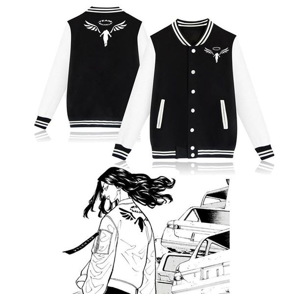 

men's hoodies & sweatshirts anime baji keisuke same paragraph print jacket sweatshirt hoodie tokyo revengers loog sleeve sportswear clo, Black