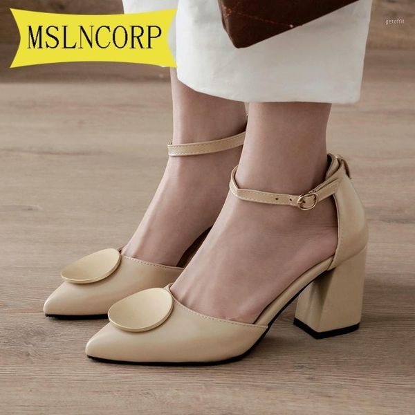 

plus size 34-46 women sandals all match sweet pointed toe party wedding shoes simple buckle summer high heels1, Black
