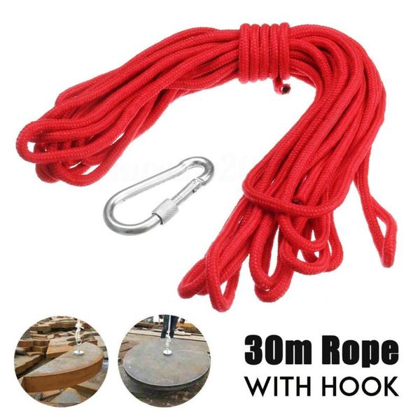 

hooks & rails fishing magnetic rope 30 meter nylon braided heavy with hook 150kg random color for recovery salvage operation