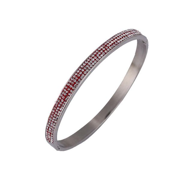 

bangle all-match bracelet stainless steel closed mouth solid red diamond 21 years ladies holiday gift exclusive, Black