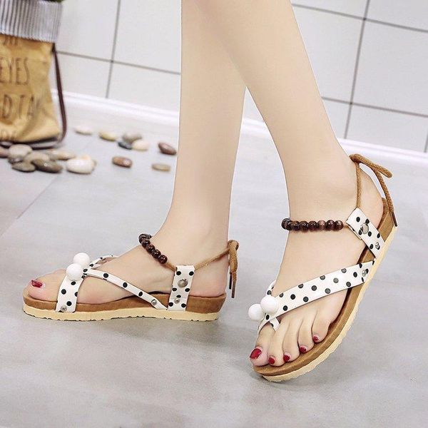 

leisure flat basic rome gladiator women sandals back strap string bead boho shoes summer, Black
