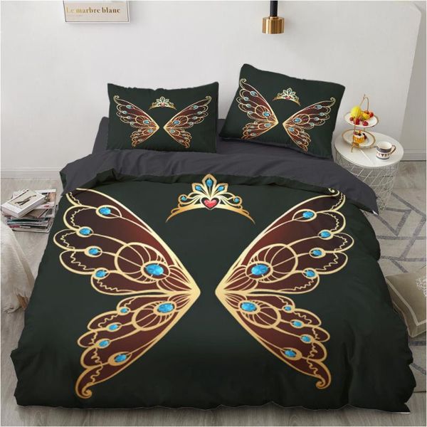 

bedding sets custom 3d hd duvet cover set,bedding set king//twin size,print quilt set,2/3 pcs bedclothes,bed golden butterfly