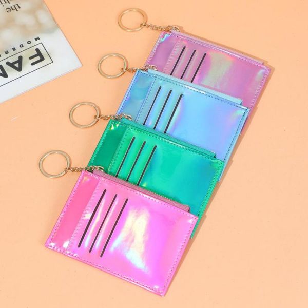 

card holders 1 pcs pu leather mini women's holder cute zipper ultra-thin coin purse id storage bag, Brown;gray