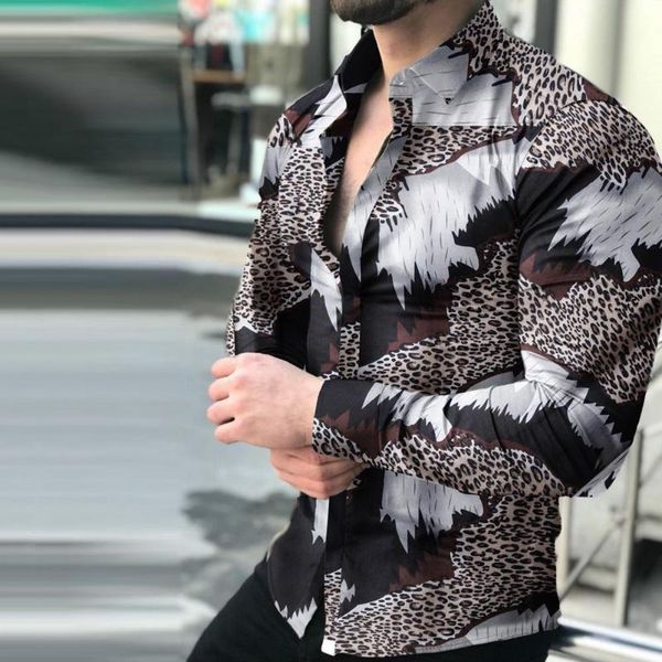 

men's t-shirts 2021 fashion spring autumn men shirt long sleeve printed cotton blend turn down collar buttons streetwear clothing, White;black