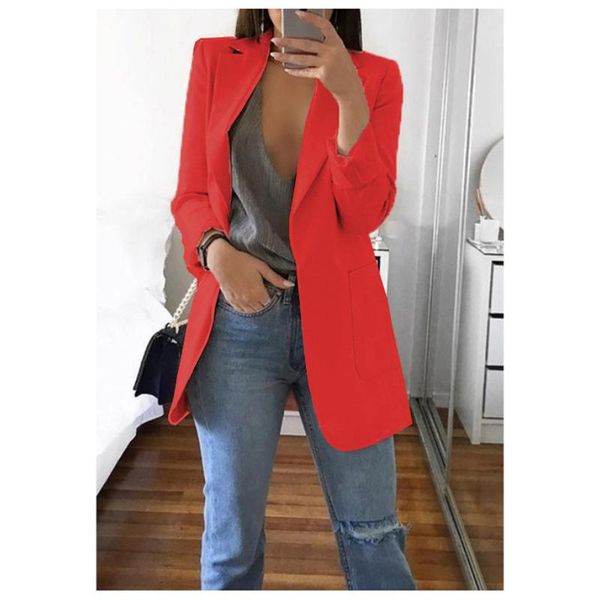 

women's wool & blends winter women casual coat lapel solid color slim cardigan temperament suit jacket fashion warm woman clothing 2021, Black