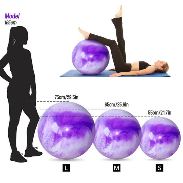 

55/65/75cm yoga pilates ball pvc anti burst anti-stress fitball with pump inflator for home gym exercise fitness balls