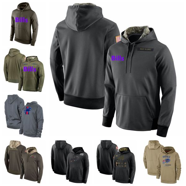 

buffalobillsmen women youth football sweatshirt tan 2019 salute to service sideline therma performance pullover hoodie, Black;red
