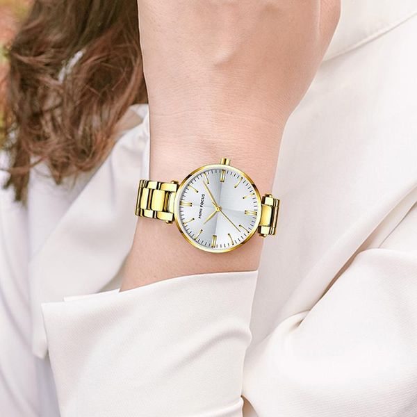

wristwatches minifocus watch woman 2021 minimalism ladies quartz watches dress gold female waterproof for women, Slivery;brown