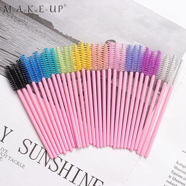 

makeup brushes 50 pcs eye brush tools disposable pink mascara wand eyelash extension cosmetic applicator spoolers lash supplies