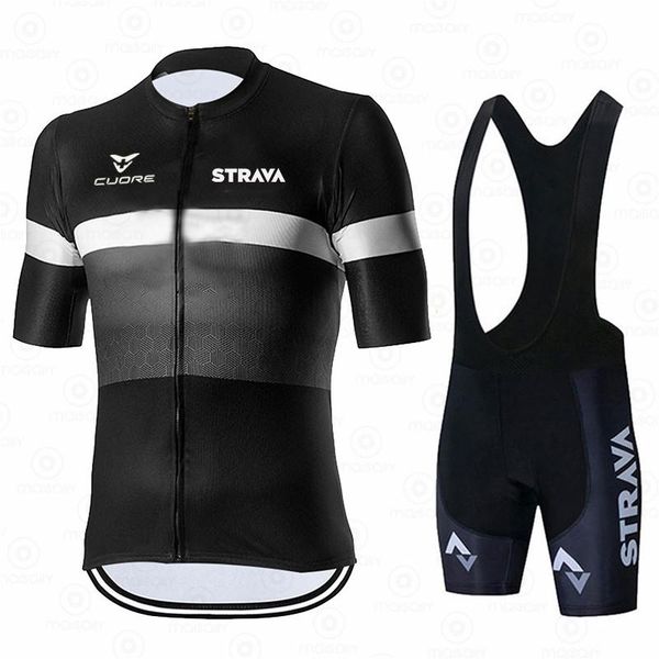 

racing sets strava summer cycling jersey set 2021 breathable team sport bicycle mens clothing short roupa ciclismo, Black;blue