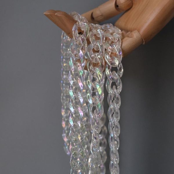 

bag parts & accessories hand-made magic colorful transparent acrylic chain resin shoulder strap for decoration diagonal wholesale, Black