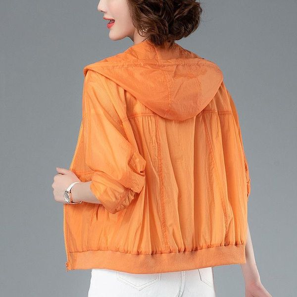 

women's jackets sun protection female long-sleeved mother summer jacket short thin coat plus size m-3xl, Black;brown