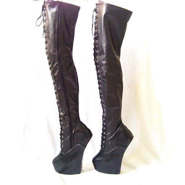 

boots .87in high height women's party hoof heels over-the-knee-high us size 6-14 no.wg102, Black