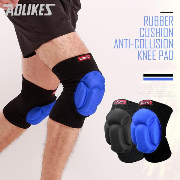 

elbow & knee pads 1 pair outdoor sport fitness basketball sponge paded kneecap support patella guards absorption gym protector men, Black;gray
