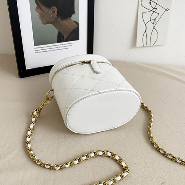 

fashion ladies makeup bucket shoulder messenger bags leather wallet handbag metal chain female bag