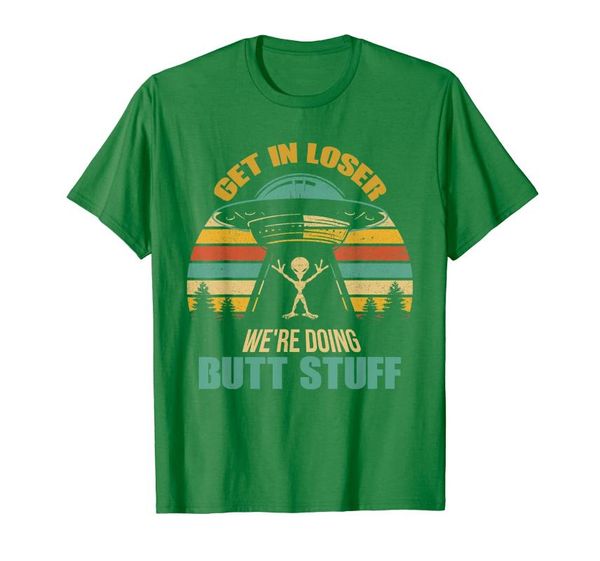 

men's t-shirts get in loser we're doing bustuff alien vintage tshirt, White;black