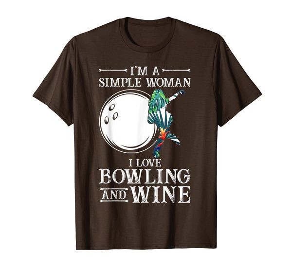 

i'm a simple woman i love bowling and wine t-shirt, White;black
