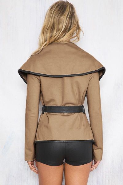 

women's jackets fashion women ladies coat business suit long sleeve jacket outwear lace up outcoat warm, Black;brown