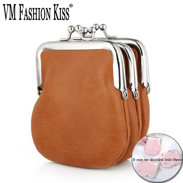 

wallets vm fashion kiss design pu metal frame mini wallet women simple personality three-in-one clip multi-function short purse, Red;black