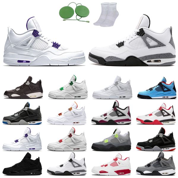 

4s man basketball shoes cool fashion color black cat purple university red neon bred alternate motorsport orange metallic dark white cement