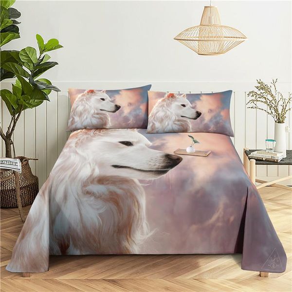 

sheets & sets wolf 0.9/1.2/1.5/1.8/2.0m digital printing polyester bed flat sheet with case print bedding set
