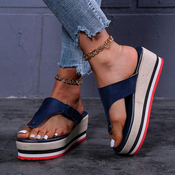 

fashion women's flip flops summer shoes for women 2021 mixed colors platform beach slippers footwear, Black