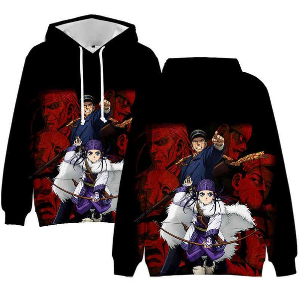

women's hoodies & sweatshirts gold kamuy hoodie with long-sleeve male/female casual cosplay for the animated gold golden pullovers over, Black
