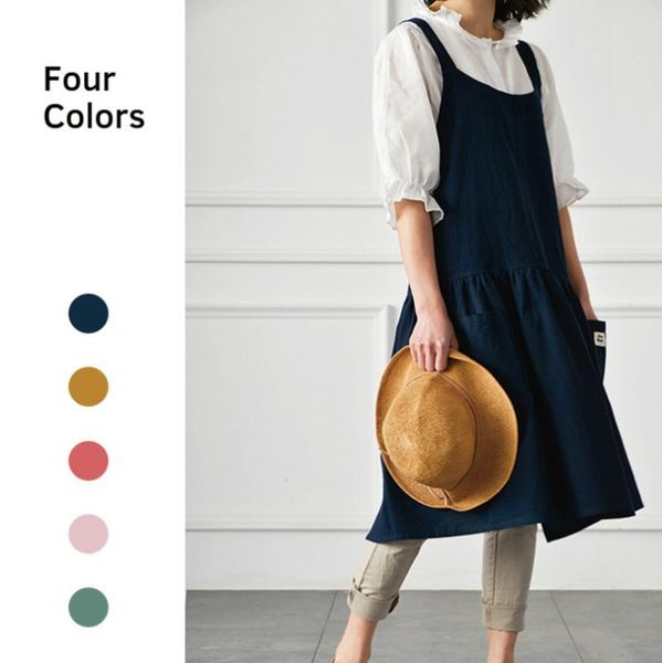 

aprons shzq restaurant cooking apron cotton linen florist coffee shop working brief bbq bib for women lady cleaning tools