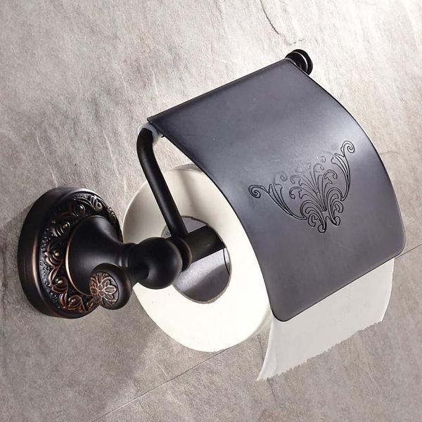 

toilet paper holders bathroom accessory black oil rubbed antique brass carved art flower pattern wall mounted roll holder