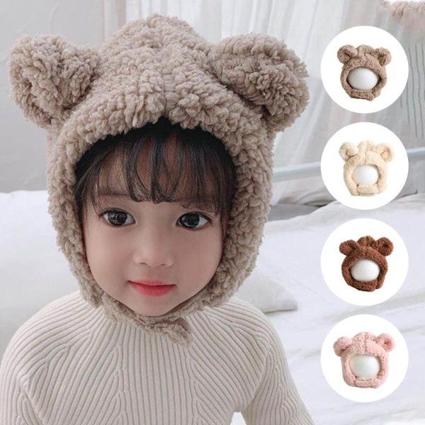 Beanies Sevimli Bebek Sıcak Peluş Şapka Kış Sonbahar Rüzgar Geçirmez Kulakları Koruma Kap Çocuk Hediye