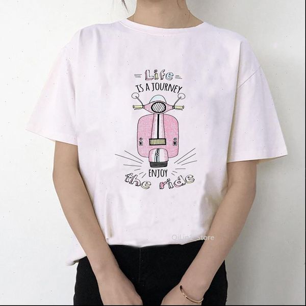 

women life is a journey pink scooterÂ printed graphic tees vogue watercolor flowers scooterÂ design t shirt tumblr clthoes, White