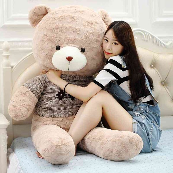 

new large teddy plush wearing sweater rose gives girls a gift big bear doll