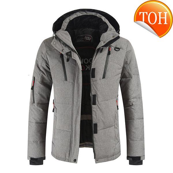 

down winter men's white duck jacket warm hooded thick puffer male overcoat thermal parka snow coat oversize, Black